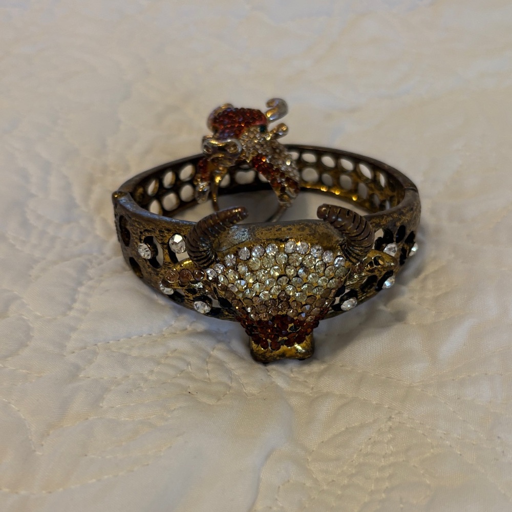 Gold and Silver Bull Head Bracelet